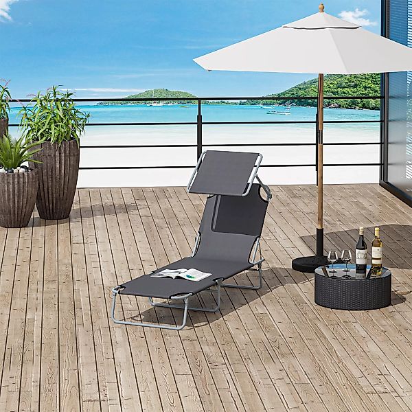 Outsunny Sonnenliege klappbar Gartenliege Liegestuhl Strandliege mit Sonnen günstig online kaufen