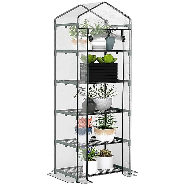 Outsunny Mini-Gewächshaus mit 5 Regalen Transparent 69 x 49 x 193 cm günstig online kaufen