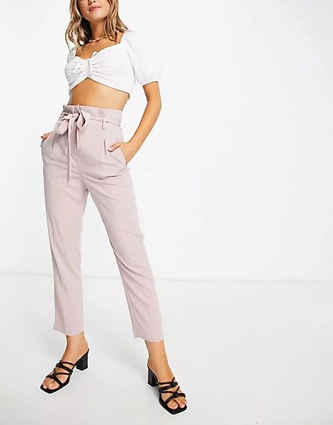 Miss Selfridge – Hose in Rosa mit Paperbag-Taille günstig online kaufen