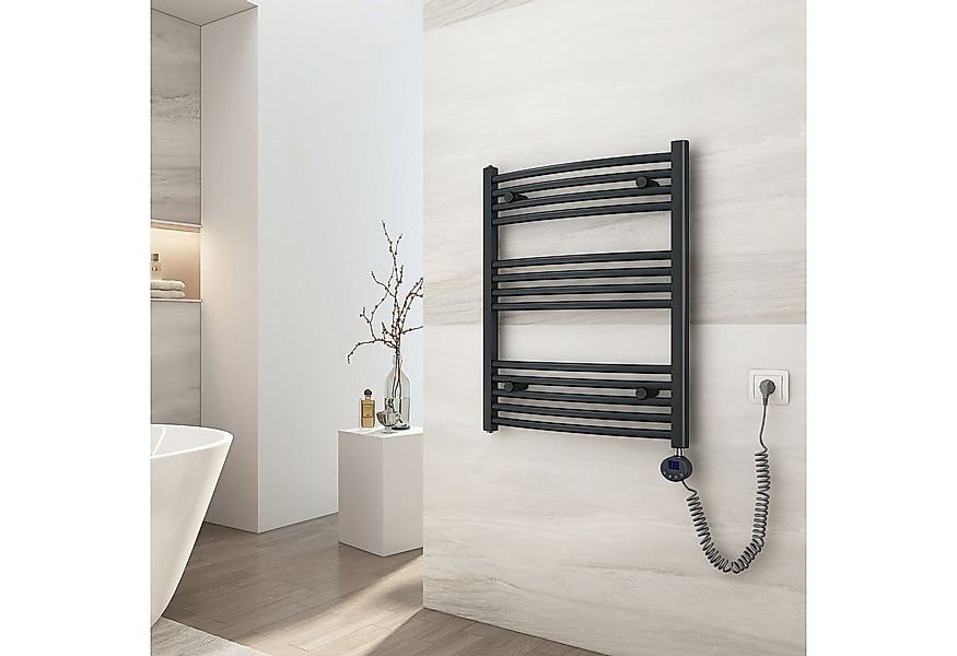 EMKE Elektrischer Badheizkörper Handtuchwärmer mit Thermostat, Gebogen Anth günstig online kaufen