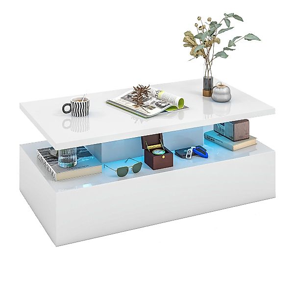 COSTWAY Couchtisch, mit LED 20 Farben, günstig online kaufen