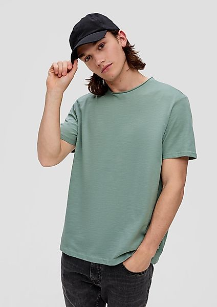 QS Kurzarmshirt T-Shirt Baumwollshirt mit Rollkante günstig online kaufen