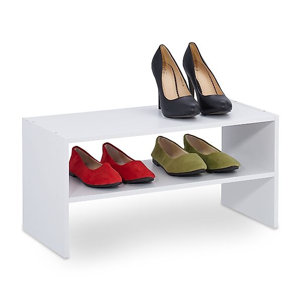 relaxdays Schuhregal Weißes Schuhregal mit 2 günstig online kaufen