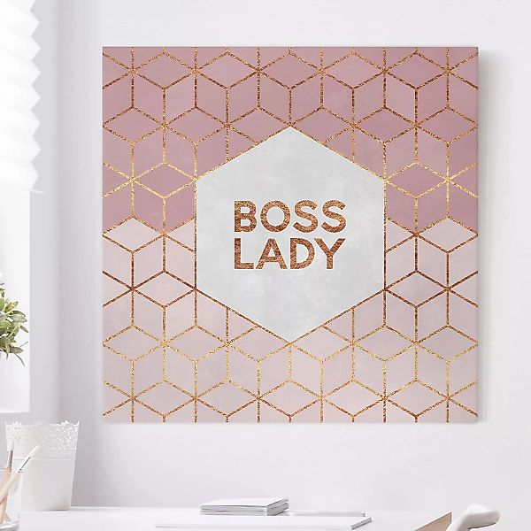Leinwandbild Abstrakt - Quadrat Boss Lady Sechsecke Rosa günstig online kaufen