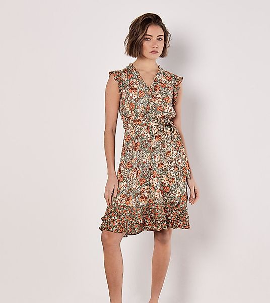 Apricot Druckkleid Geblümtes Minikleid, (2-tlg) mit günstig online kaufen