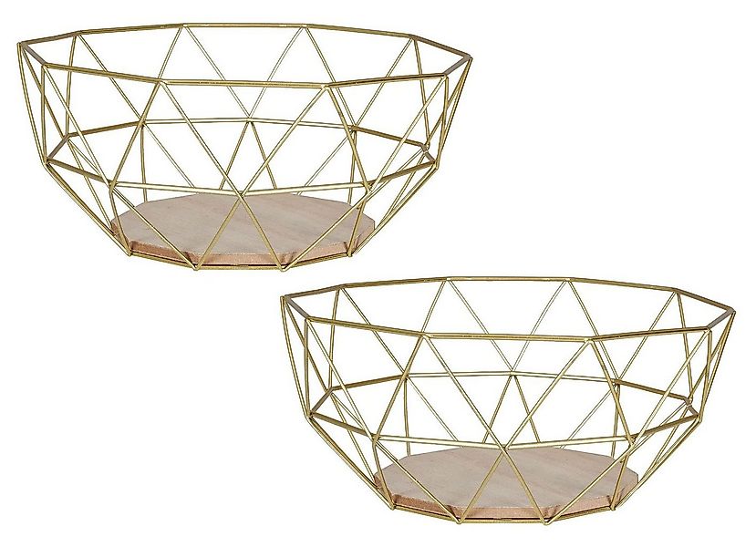 Levandeo® Dekoschale, 2er Set Korb Metall Gold 26x12cm Modern Holz Schüssel günstig online kaufen