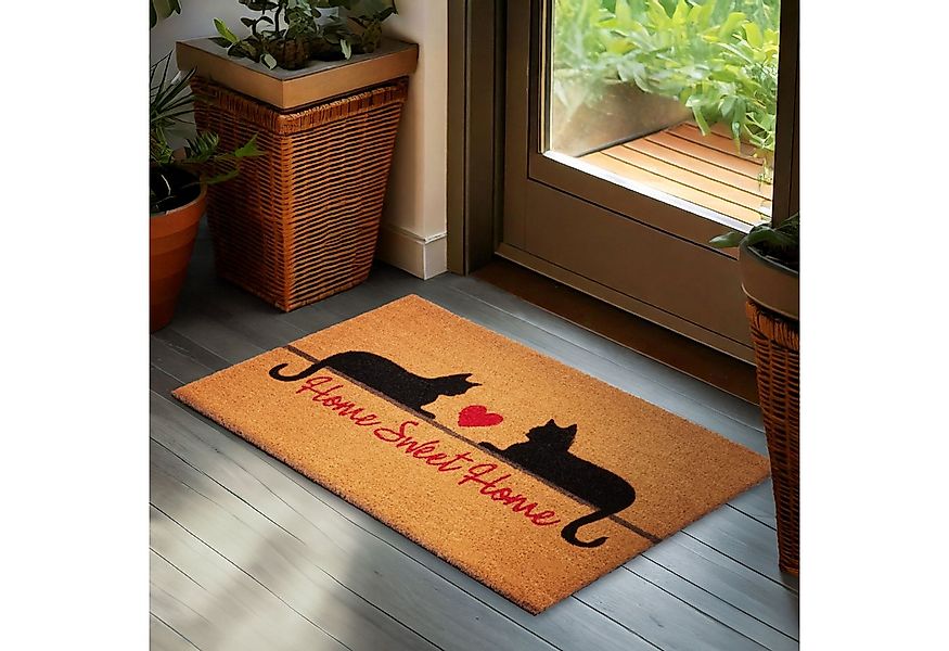 BRUBAKER Fußmatte Home Sweet Home - 45 x 75 cm Schmutzfangmatte mit Katzen günstig online kaufen
