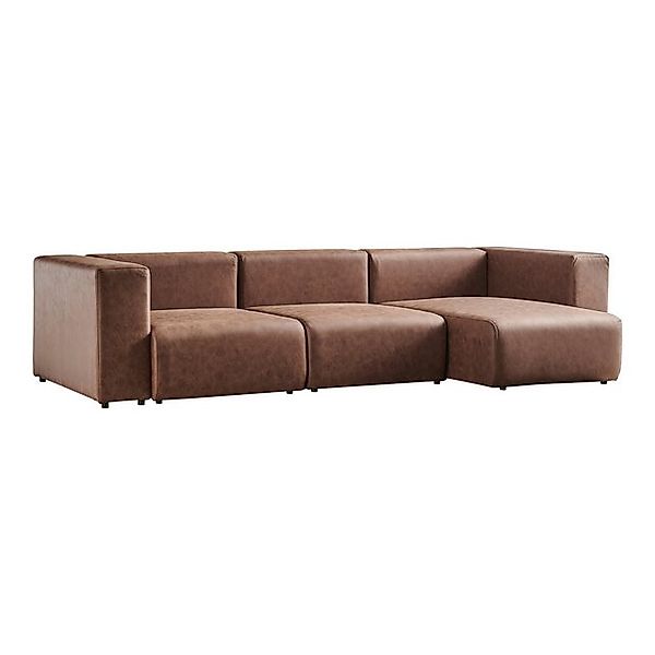 en.casa Sofa, 3 Teile, »Suldal« 3-Sitzer Modulsofa mit Longchair Wildlederi günstig online kaufen