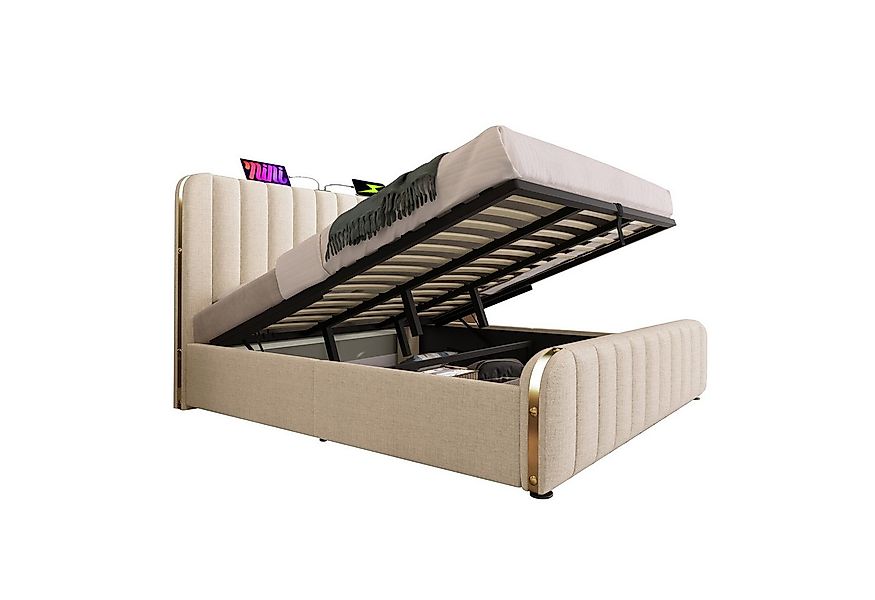 Flieks Polsterbett, Hydraulisches Stauraumbett Doppelbett 180x200cm mit Lad günstig online kaufen