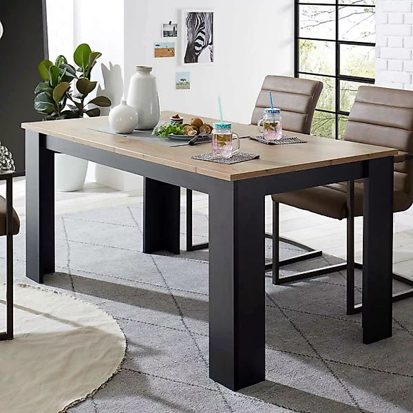 Esszimmertisch in Schwarz und Kastanienfarben 75 cm hoch günstig online kaufen