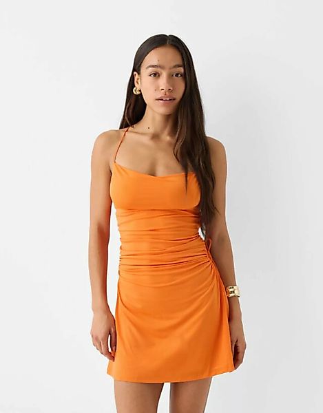 Bershka Drapiertes Minikleid Damen S Orange günstig online kaufen