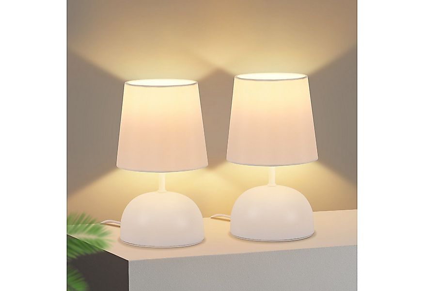 Nettlife Tischleuchte Beige Stoff mit Kabel Nachttischlampe Schlafzimmer Mo günstig online kaufen