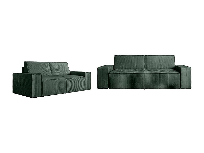 Sofa 3-Sitzer & 2-Sitzer - Cord - Grün - AMELIA günstig online kaufen