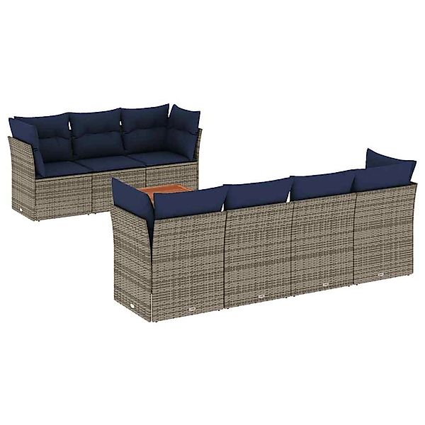 vidaXL 8-Tlg Garten-Sofagarnitur mit Kissen Grau Poly Rattan 3255837 günstig online kaufen