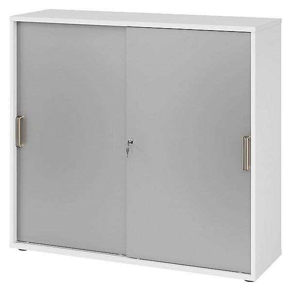 bümö Aktenschrank office Schiebetürenschrank Dekor: Weiß/Silber - Griffe: S günstig online kaufen
