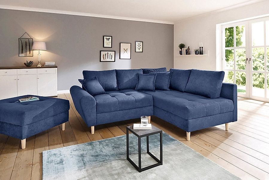 Home affaire Ecksofa Rice L-Form, B: 223 cm, Set, Set: Sofa & Hocker, mit 3 günstig online kaufen