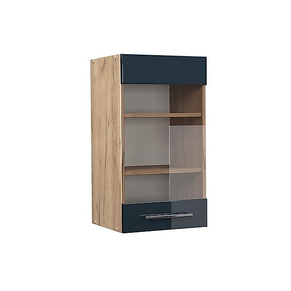 Vicco Küchenglasschrank Fame-Line Glashängeschrank Dunkelblau Hochglanz/Wei günstig online kaufen