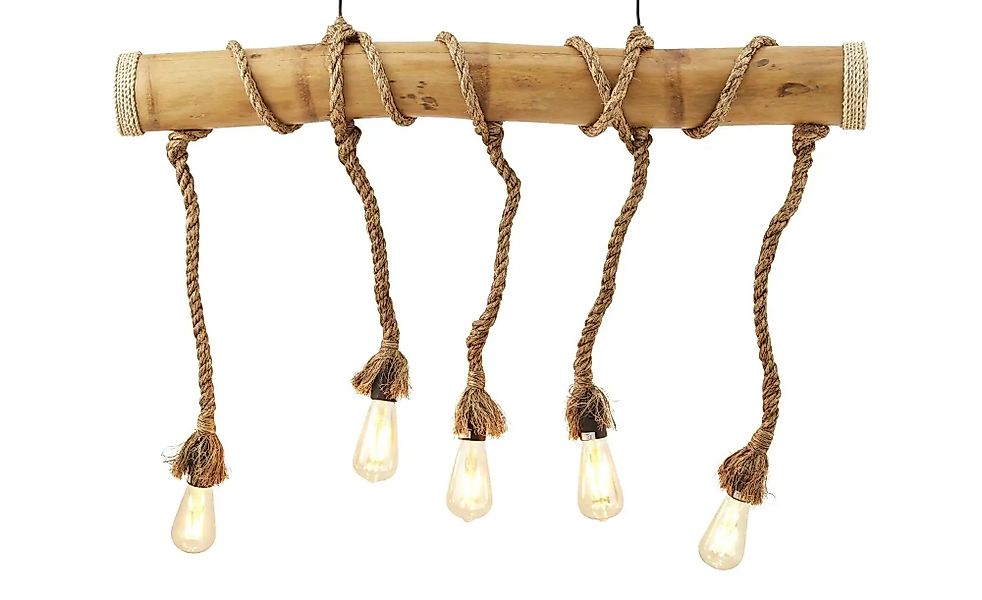 KHG Pendelleuchte  5-flammig  Bambus   ¦ holzfarben ¦ Maße (cm): B: 101 H: günstig online kaufen