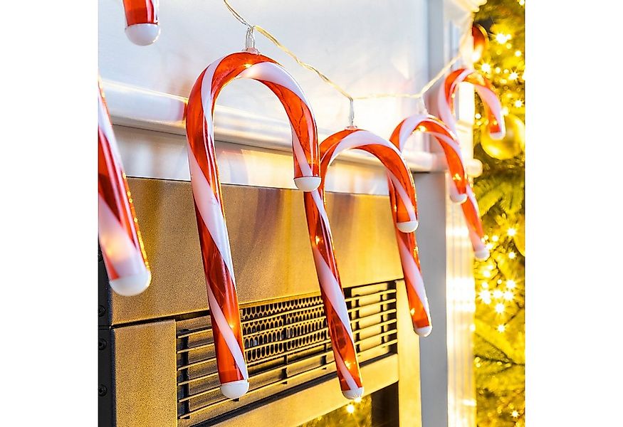 Mojawo Lichtervorhang LED Zuckerstangen Lichterkette Weihnachten Innen Batt günstig online kaufen