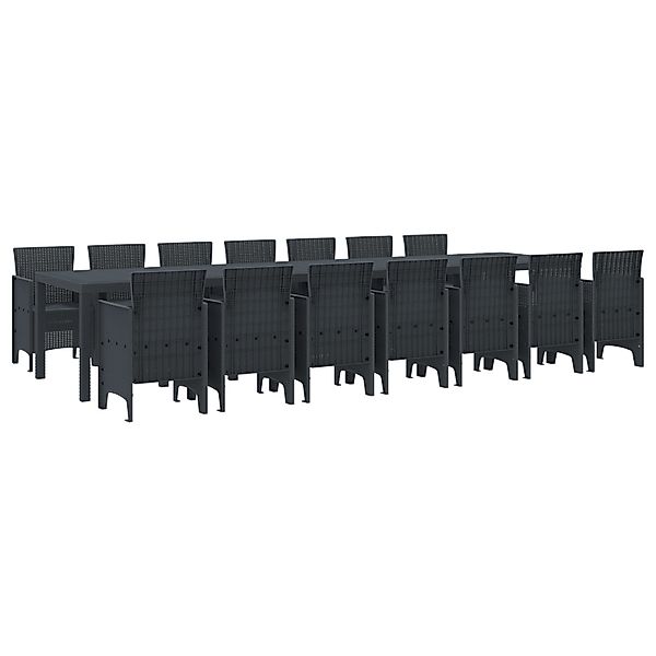 vidaXL Garten Essgruppe 15-Tlg Anthrazit Poly Rattan 3378792 günstig online kaufen