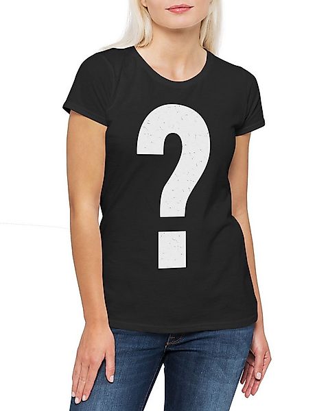 Urban Backwoods Print-Shirt Fragezeichen Weiß Damen T-Shirt Die Kostüm Fasc günstig online kaufen