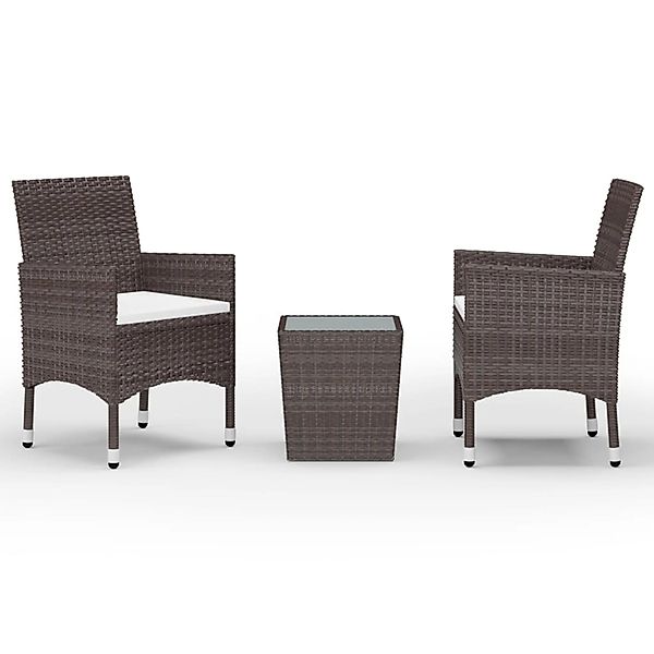 vidaXL 3-Tlg Bistro-Set Poly Rattan und Hartglas Braun 3058361 günstig online kaufen
