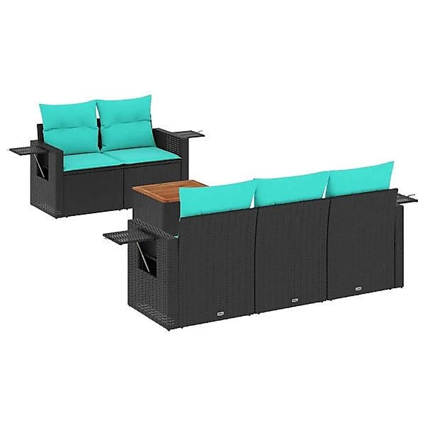 vidaXL 6-Tlg Gartensofa-Set mit Kissen Schwarzes Polyrattan 3224447 günstig online kaufen