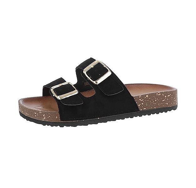 Ital-Design Damen Mules Freizeit Pantolette Flach Pantoletten in Schwarz günstig online kaufen
