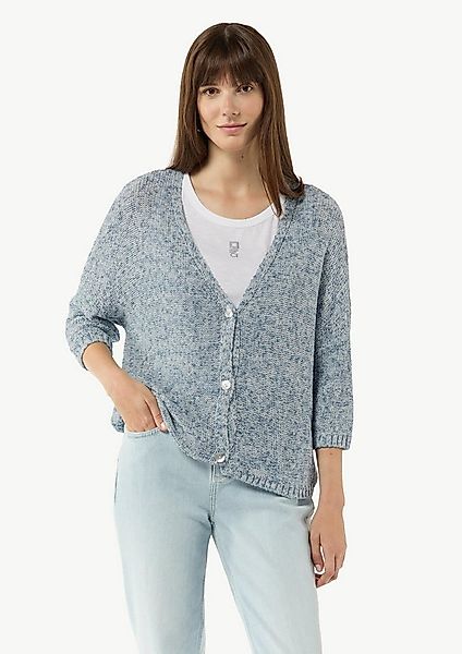 comma Cardigan Strickjacke Strickjacke aus Baumwollmix mit Rippbündchen günstig online kaufen