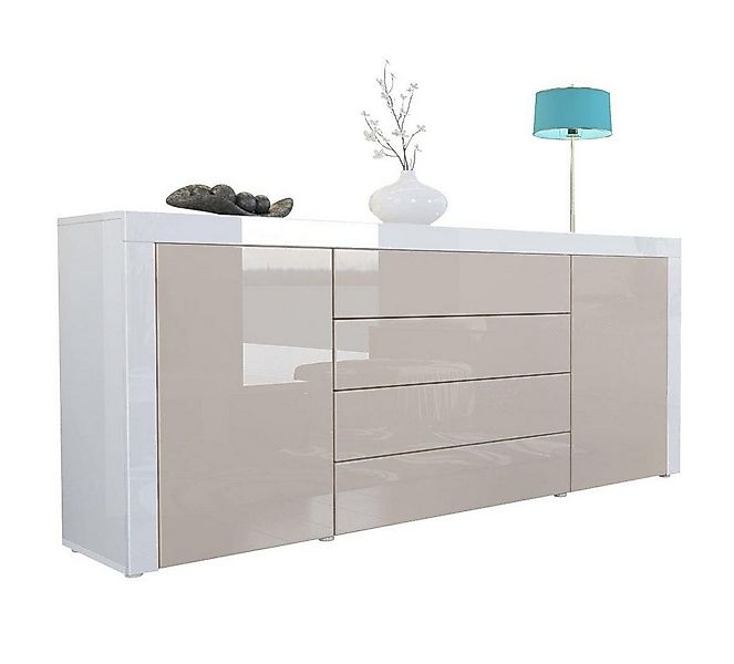 Vladon Sideboard La Paz V1 (Kommode, mit 2 Türen und 4 Schubladen), Sandgra günstig online kaufen