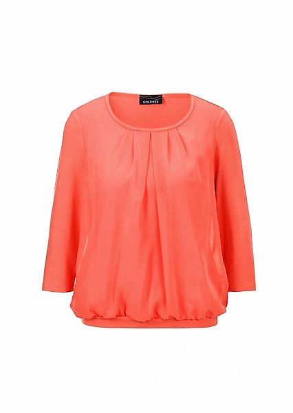 GOLDNER Kurzarmbluse "Kurzgröße Chiffon-Shirt mit 3/4-Arm, Rundhals" günstig online kaufen