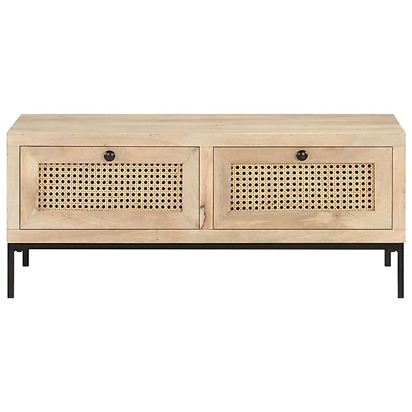 vidaXL Couchtisch 90x50x37 cm Mango Massivholz und Rohrgeflecht günstig online kaufen