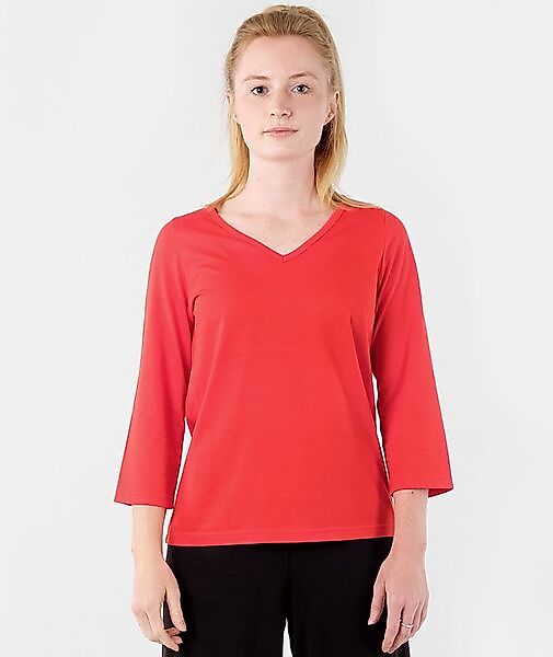 Damen Dreiviertel-arm Shirt Mit V-neck Aus Bio-baumwolle Und Tencel Modal günstig online kaufen