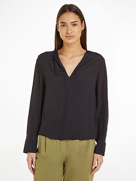 Tommy Hilfiger Langarmbluse VISCOSE CREPE V-NECK günstig online kaufen