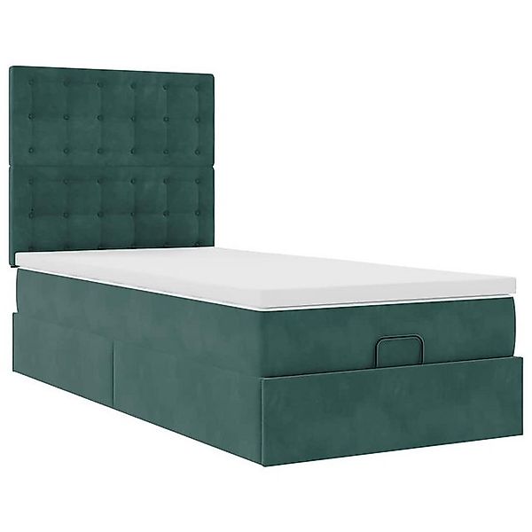 vidaXL Bett Ottoman-Bett mit Matratzen Dunkelgrün 90x200 cm Samt günstig online kaufen