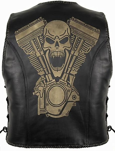 MDM Lederweste Biker Lederweste mir einer Totenkopf Laser Gravur günstig online kaufen