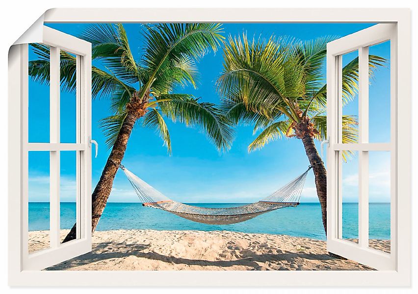 Artland Wandbild "Fensterblick Palmenstrand Karibik" Amerika 1 Stk. tlg. al günstig online kaufen