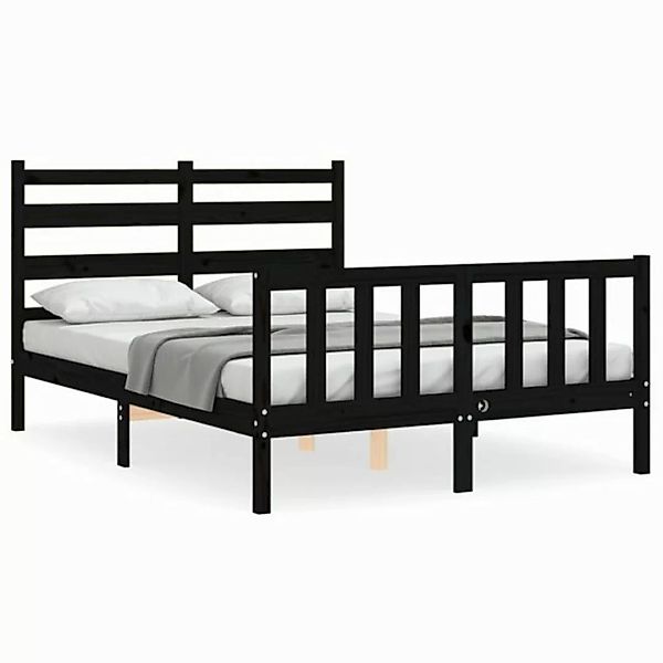 vidaXL Bett Massivholzbett mit Kopfteil Schwarz 140x190 cm günstig online kaufen