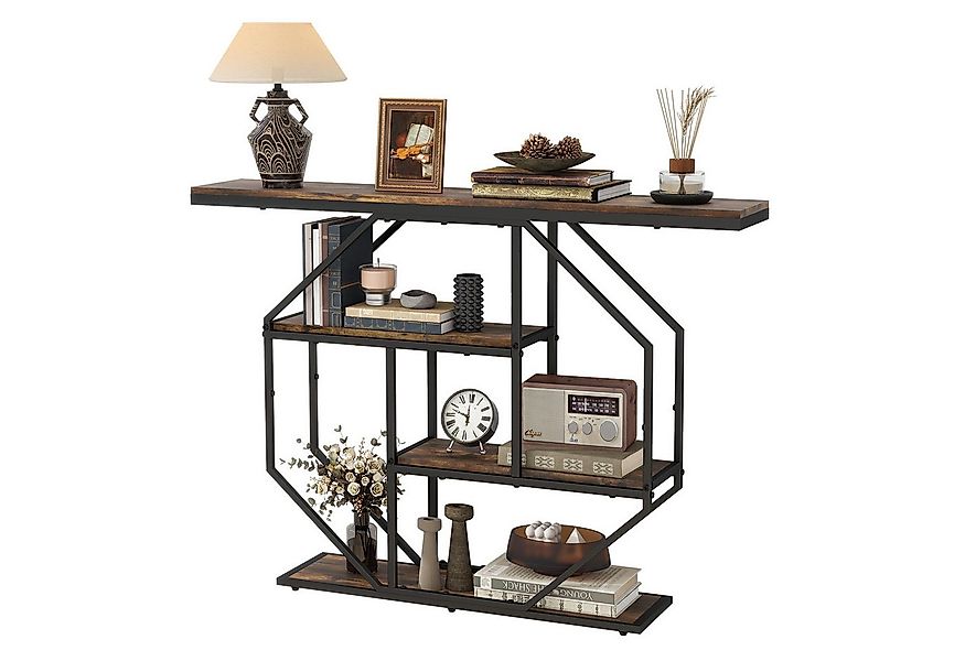 Puluomis Konsolentisch Flurtisch 105x30x85 cm, 4-stöckiger Beistelltisch mi günstig online kaufen