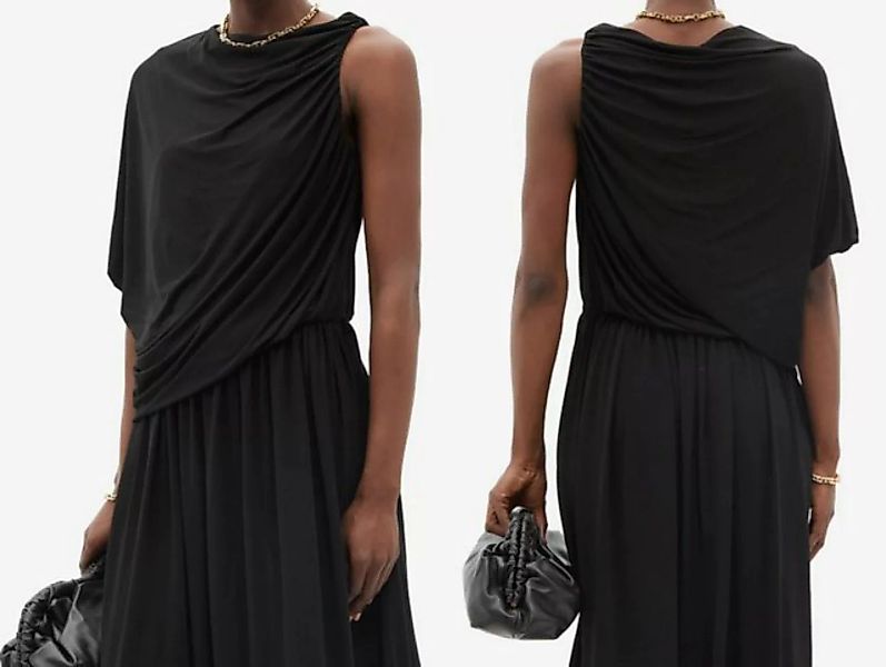 TOTEME Midikleid TOTÊME Womens Black Asymmetric Jersey Maxi Dress Long Scan günstig online kaufen