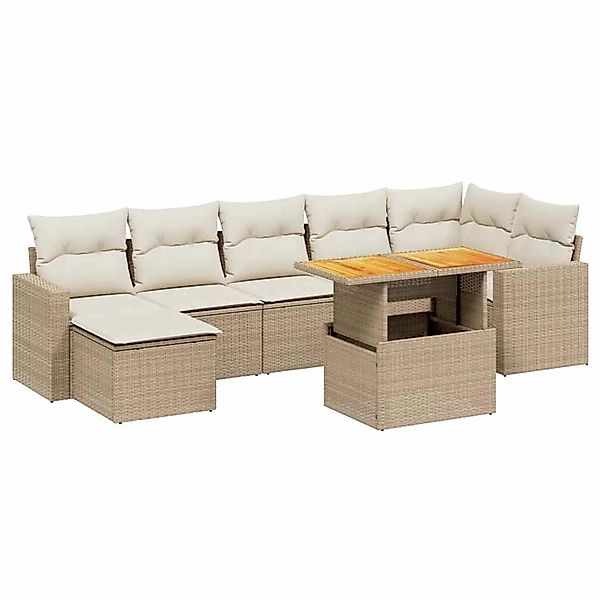 vidaXL 8-Tlg Garten-Sofagarnitur mit Kissen Beige Poly Rattan 3271422 günstig online kaufen