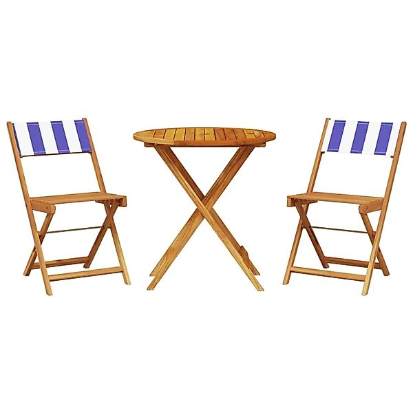 vidaXL 3-Tlg Bistro-Set Blau und Weiß Stoff und Massivholz 3281849 günstig online kaufen