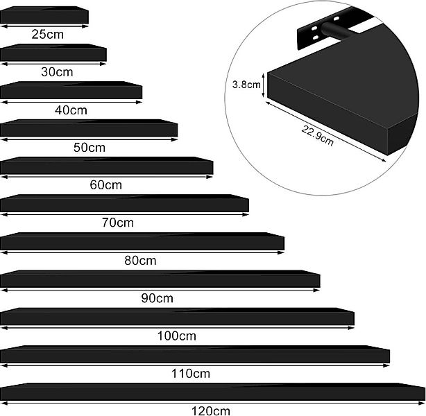 Woltu Wandregal, 3-tlg., Wandboard freischwebend Schweberegal Holz Board günstig online kaufen