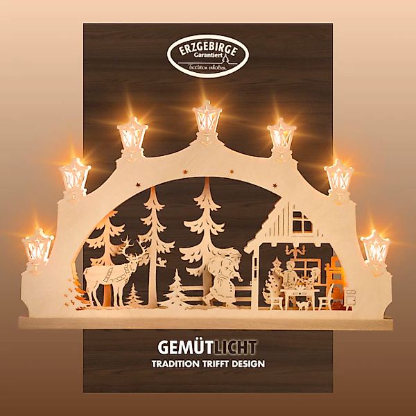 Weigla LED Schwibbogen »Weihnachtsabend, Lichterbogen aus Holz, NATUR, Made günstig online kaufen