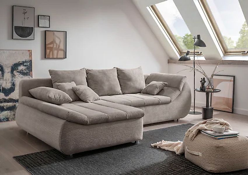 INOSIGN Ecksofa »Imola elegant und bequem, aktuelle Steppung im Sitz, L-For günstig online kaufen