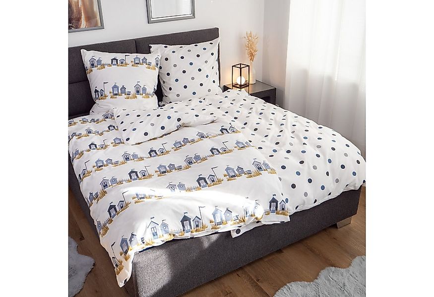 Janine Bettwäsche Edel Baumwolle, Flanell, 2 teilig, maritim, Strandhäuser, günstig online kaufen