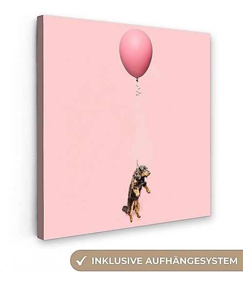 OneMillionCanvasses® Leinwandbild Dackel schwebt durch einen Ballon nach ob günstig online kaufen