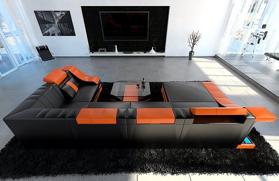 Sofa Dreams Wohnlandschaft Ledersofa Ledercouch Turino U Form Leder Sofa, C günstig online kaufen