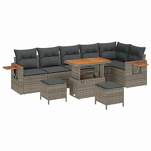 vidaXL Gartensofa-Set mit Kissen 11 Stk Grau Poly-Rattan 3365148 günstig online kaufen