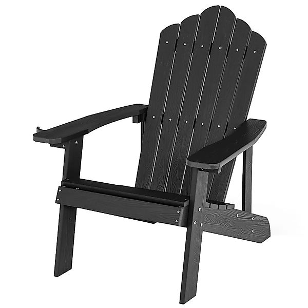 Costway Adirondack Stuhl mit Getränkehalter Kunststoff 170 kg Schwarz günstig online kaufen